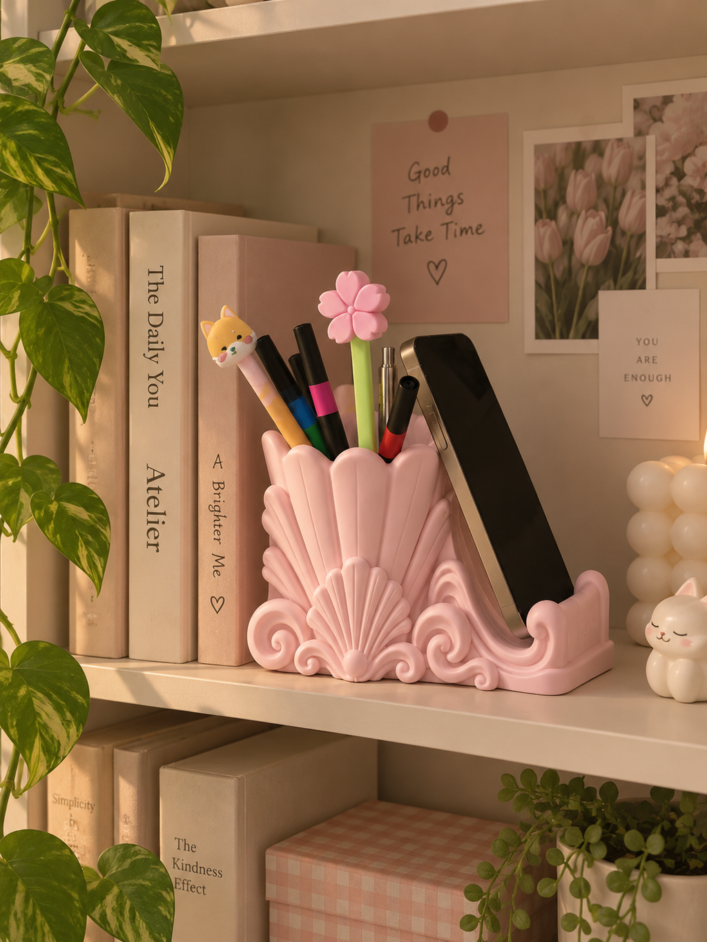 Shell Pen Holder & Phone Stand – 3D Printed Desk Organizer