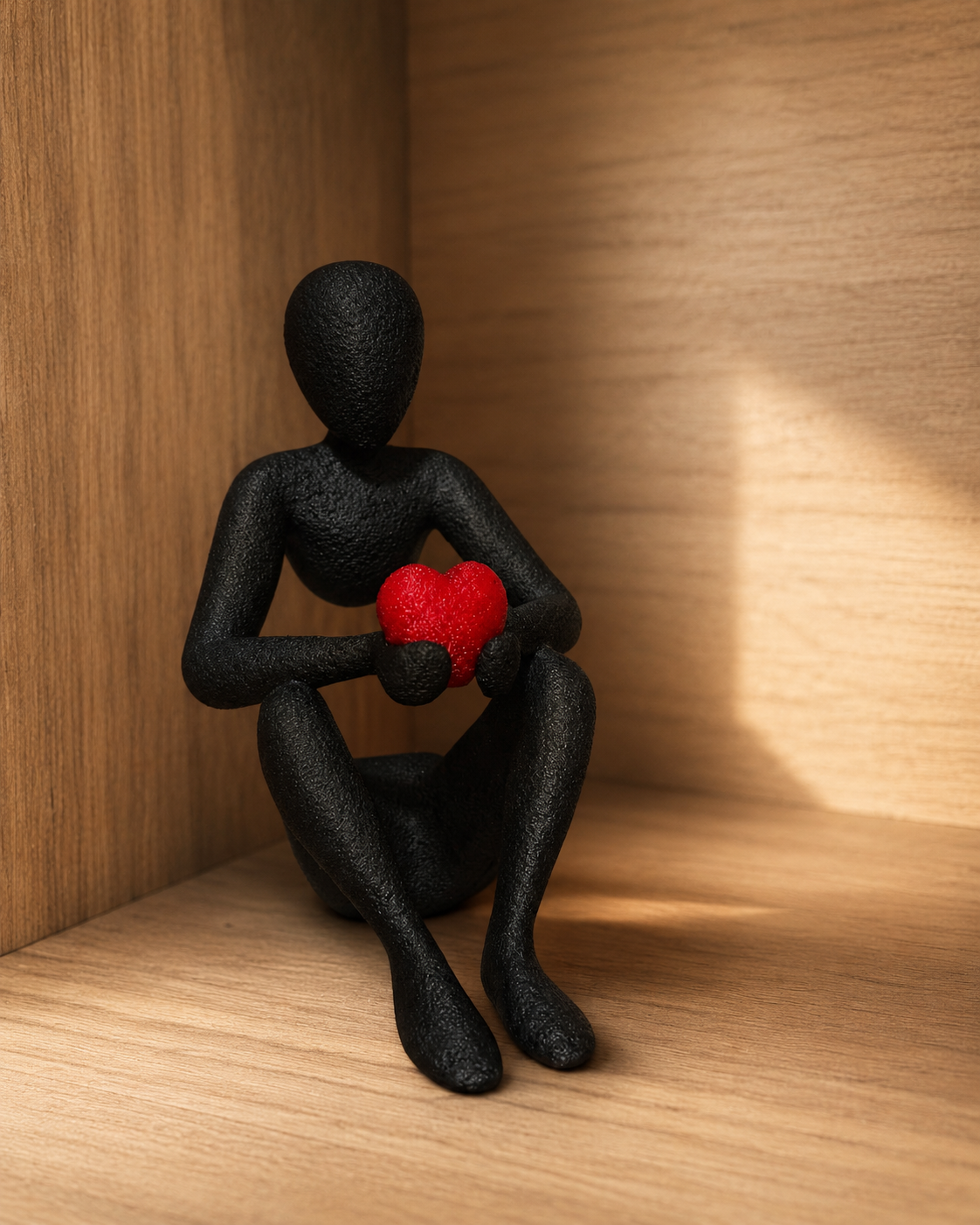 3D Printed Romantic Minimalist Sculpture, Human Sculpture Holding Heart, Mothers Day Gift, Modern Home Decor
