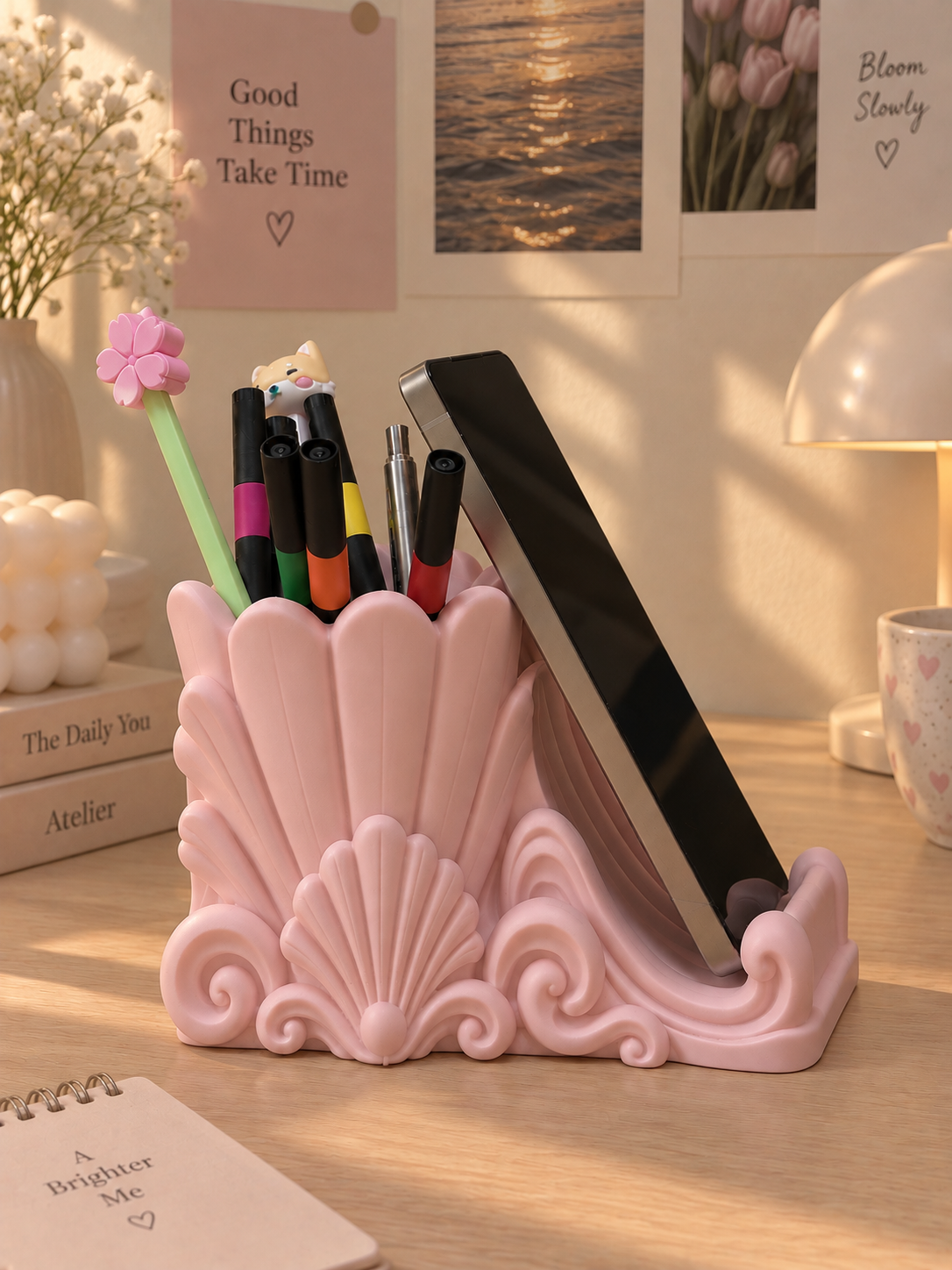 Shell Pen Holder & Phone Stand – 3D Printed Desk Organizer