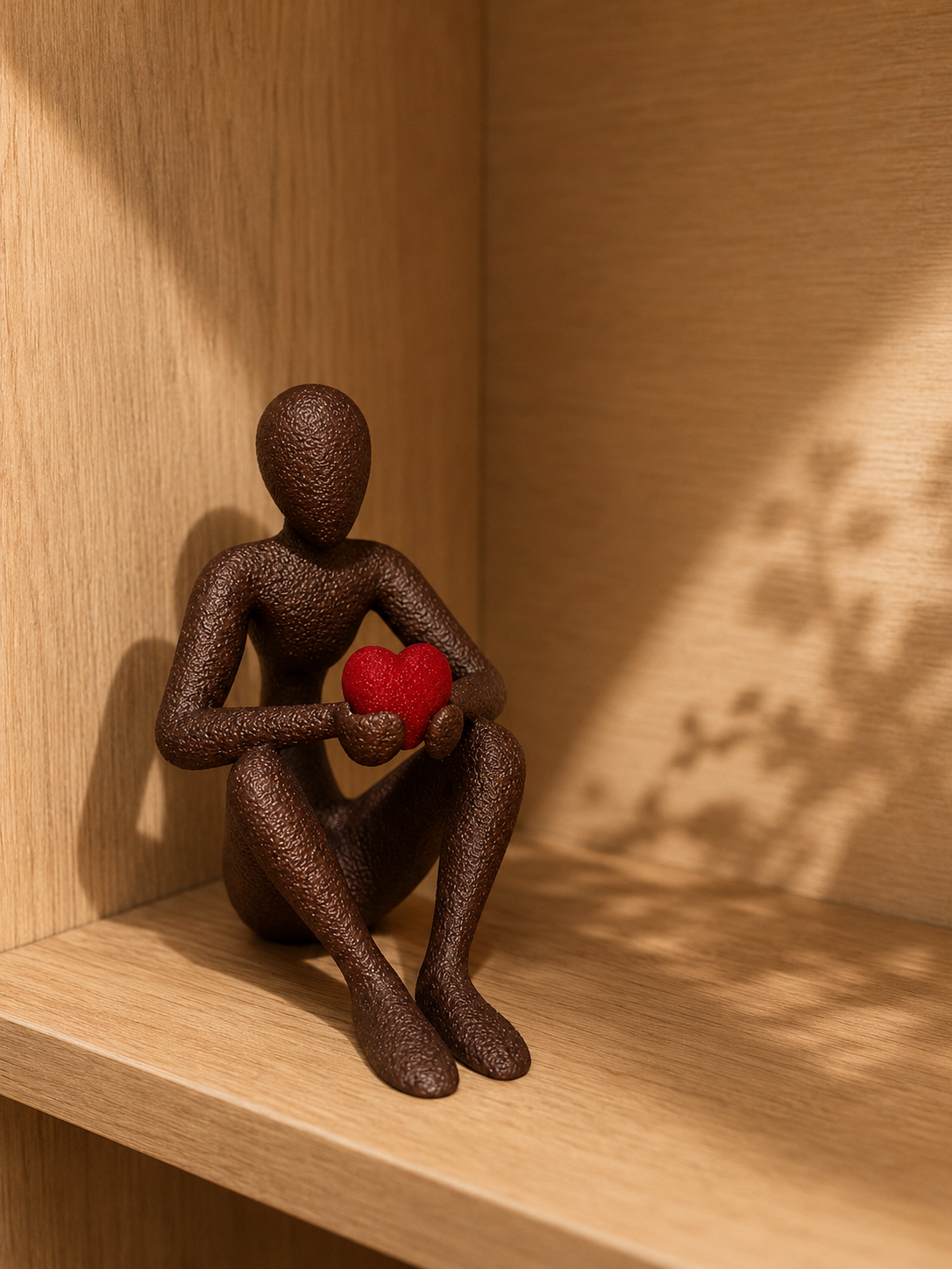 3D Printed Romantic Minimalist Sculpture, Human Sculpture Holding Heart, Mothers Day Gift, Modern Home Decor