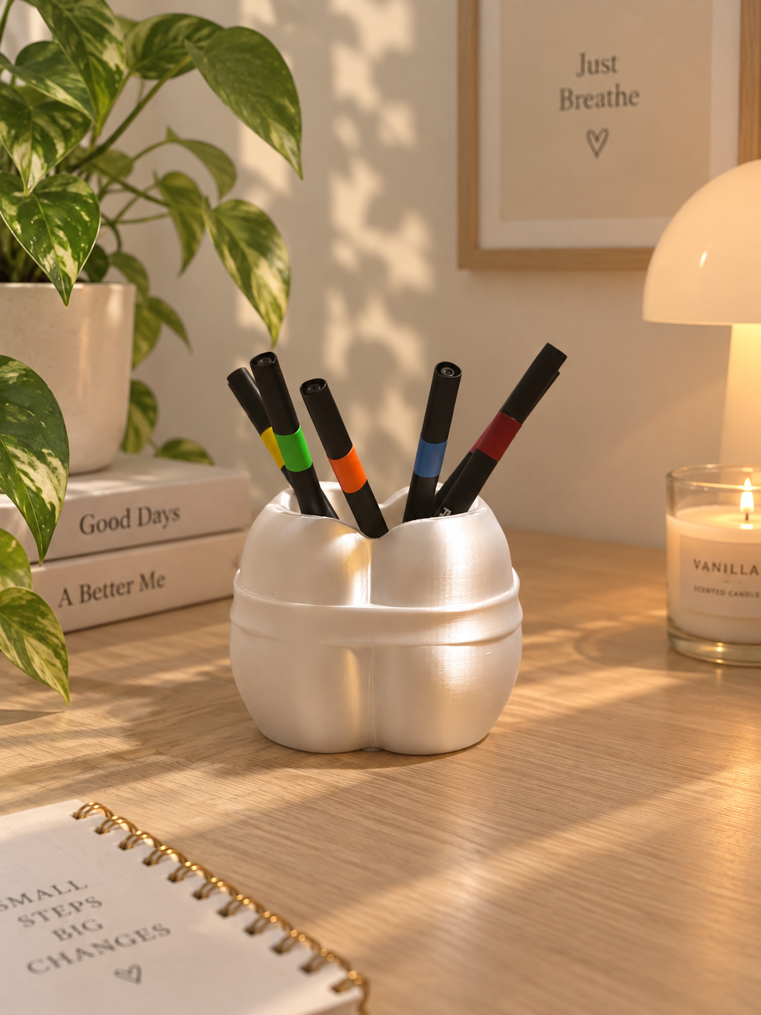 Bow Pen Holder – 3D Printed Coquette Desk Organizer