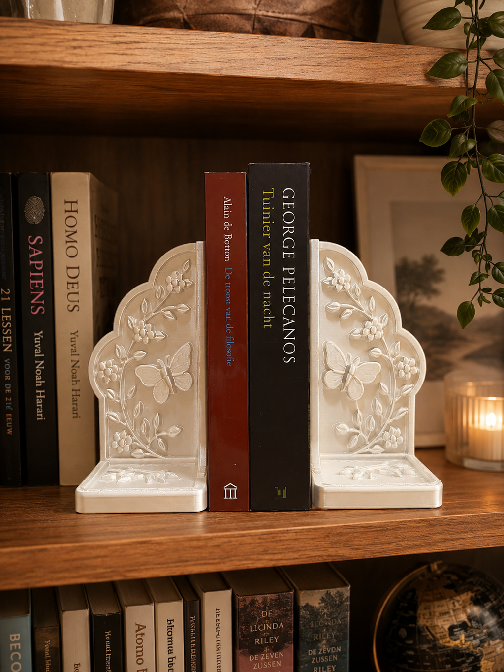 Floral Butterfly Bookends – 3D Printed Decorative Book Holder Set