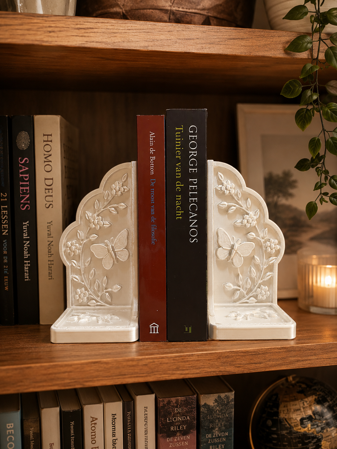 Floral Butterfly Bookends – 3D Printed Decorative Book Holder Set