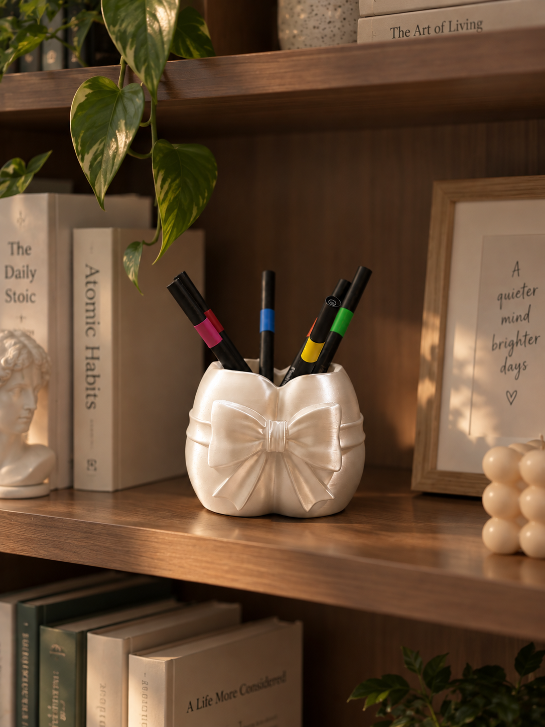 Bow Pen Holder – 3D Printed Coquette Desk Organizer