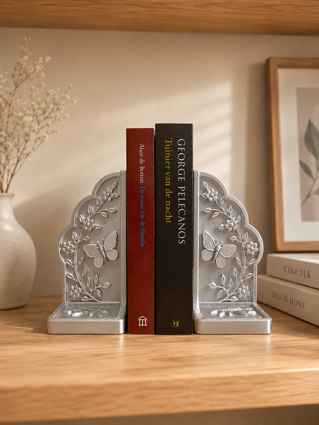 Floral Butterfly Bookends – 3D Printed Decorative Book Holder Set