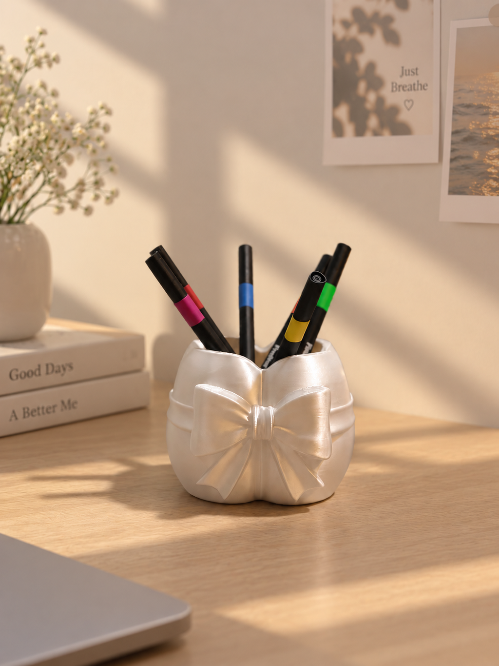 Bow Pen Holder – 3D Printed Coquette Desk Organizer