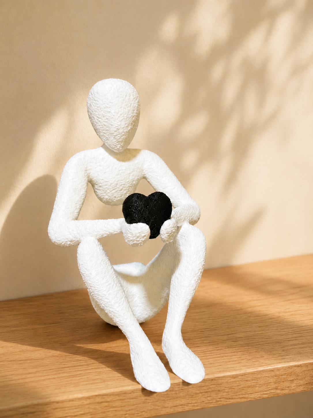 3D Printed Romantic Minimalist Sculpture, Human Sculpture Holding Heart, Mothers Day Gift, Modern Home Decor