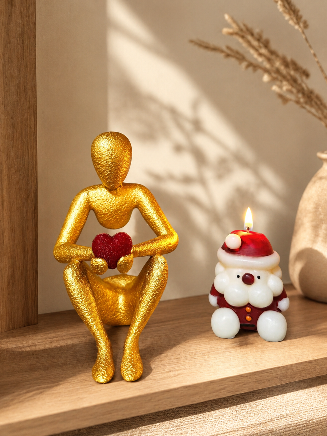 3D Printed Romantic Minimalist Sculpture, Human Sculpture Holding Heart, Mothers Day Gift, Modern Home Decor