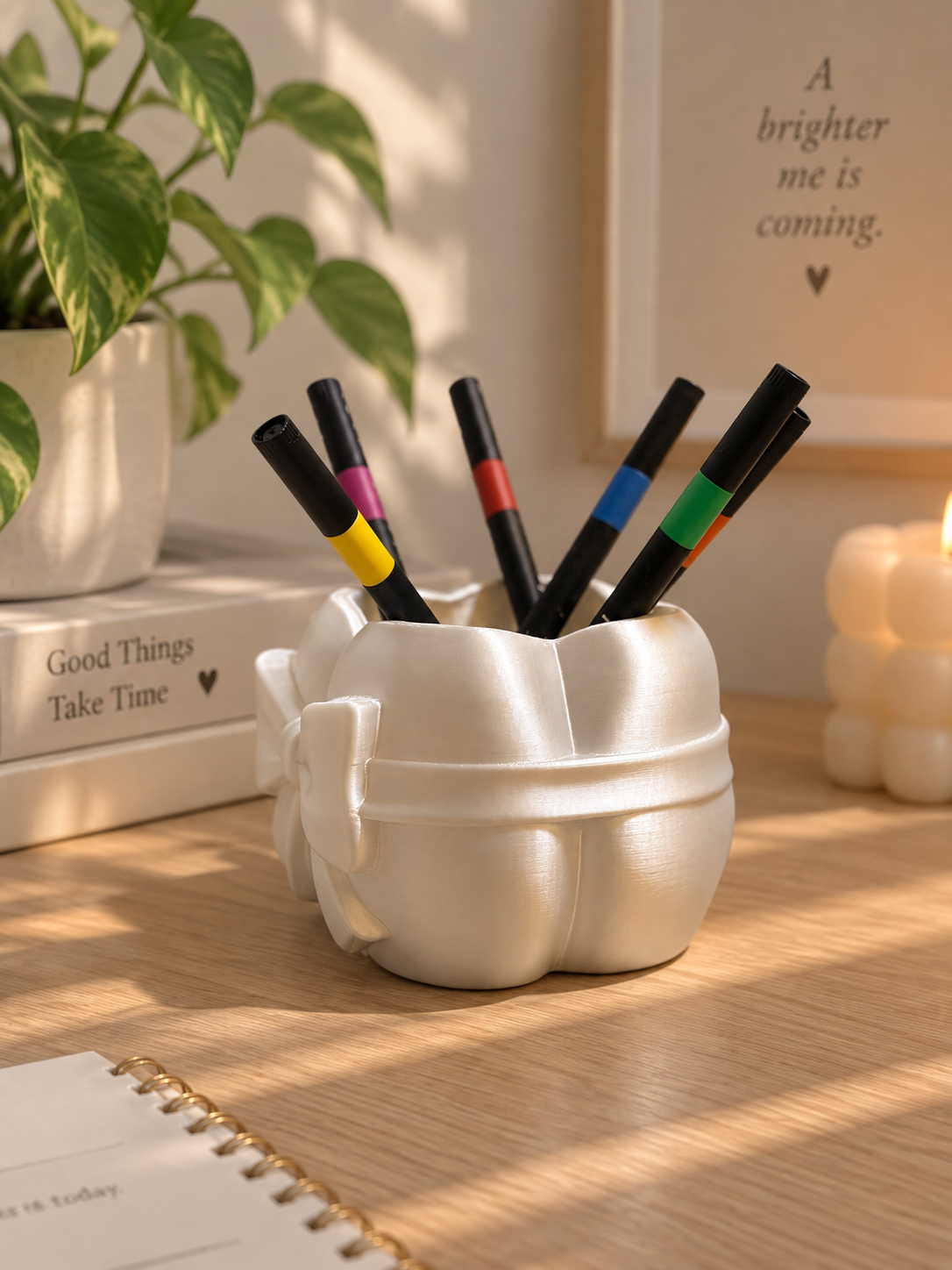 Bow Pen Holder – 3D Printed Coquette Desk Organizer