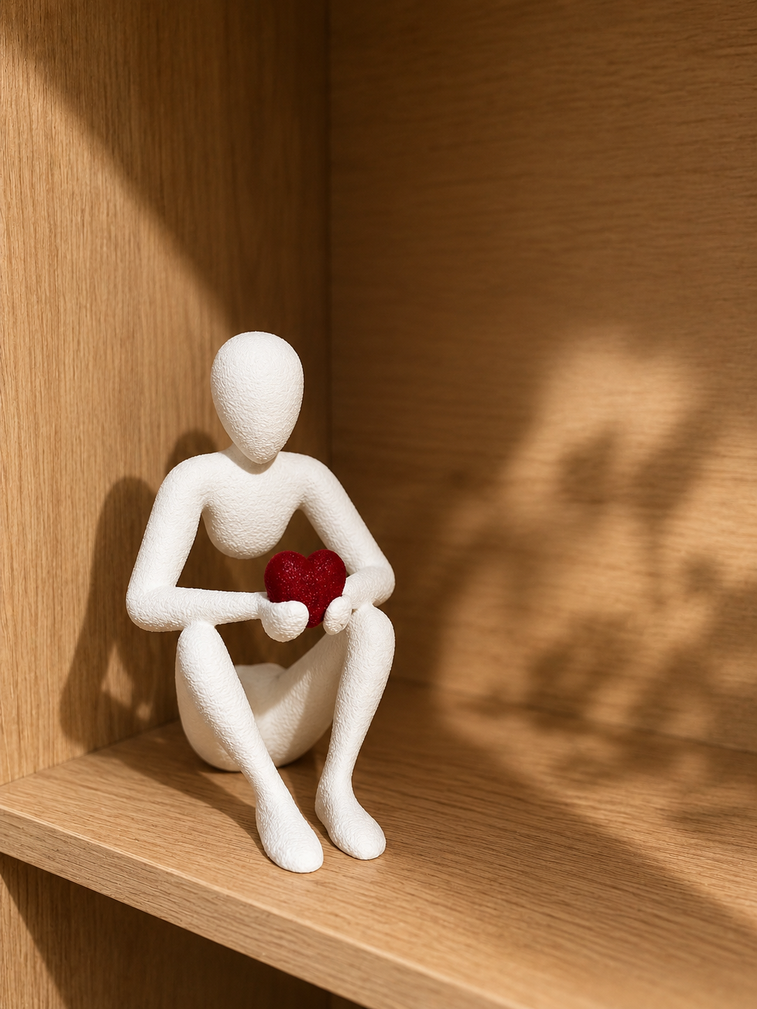 3D Printed Romantic Minimalist Sculpture, Human Sculpture Holding Heart, Mothers Day Gift, Modern Home Decor