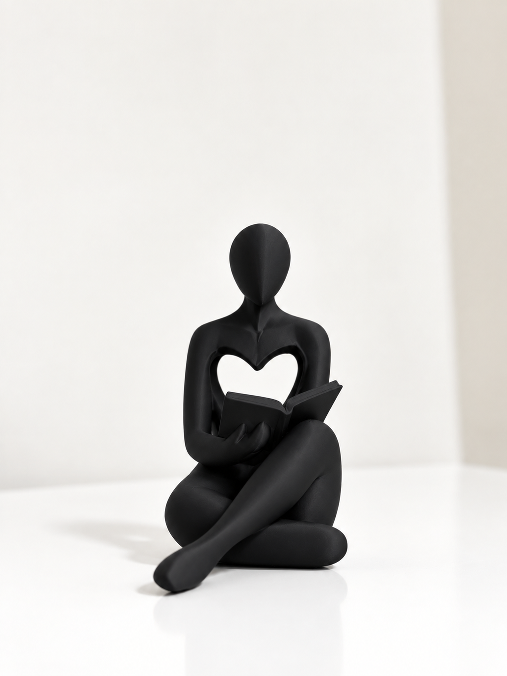 Minimalist Reading Sculpture with Heart 📖🤍