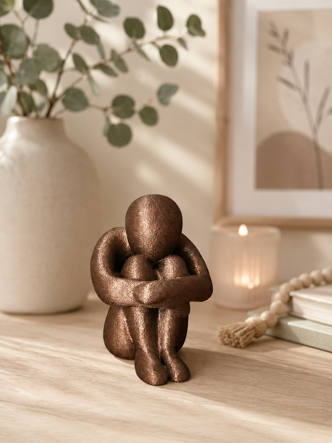 3D Printed Sitting Figure Decor, Unique Aesthetic Gift, Minimalist Abstract Human Sculpture