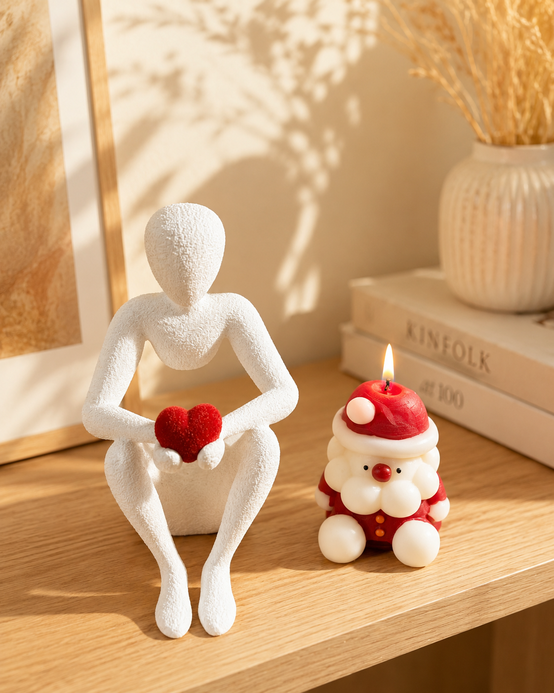 3D Printed Romantic Minimalist Sculpture, Human Sculpture Holding Heart, Mothers Day Gift, Modern Home Decor