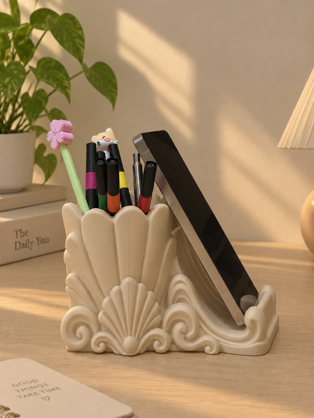 Shell Pen Holder & Phone Stand – 3D Printed Desk Organizer