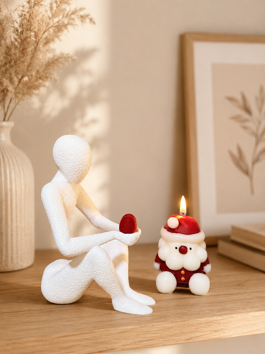 3D Printed Romantic Minimalist Sculpture, Human Sculpture Holding Heart, Mothers Day Gift, Modern Home Decor
