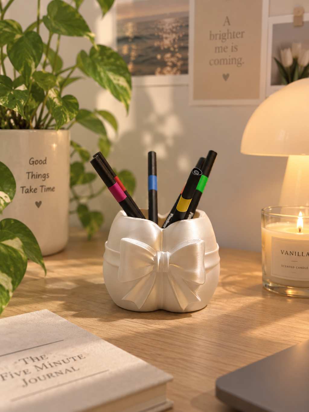 Bow Pen Holder – 3D Printed Coquette Desk Organizer