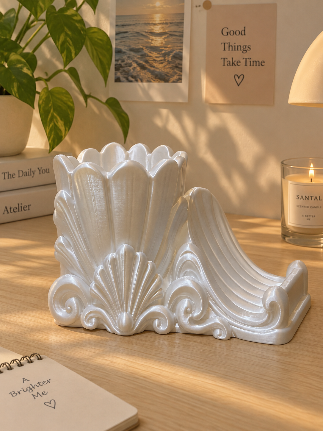Shell Pen Holder & Phone Stand – 3D Printed Desk Organizer