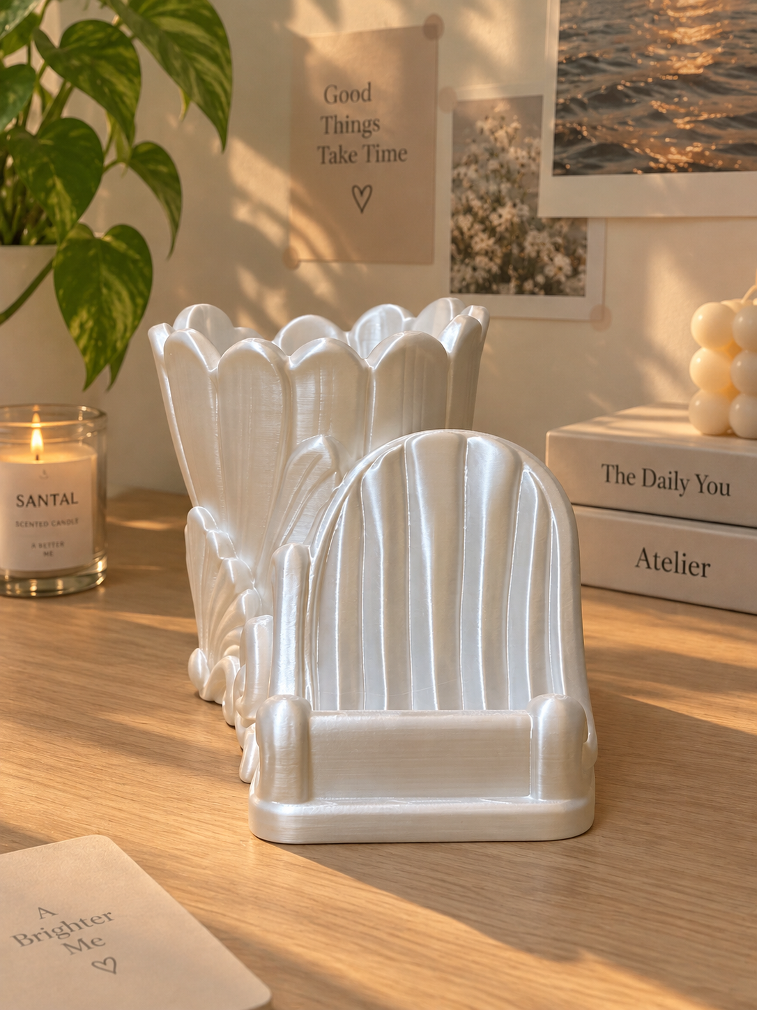 Shell Pen Holder & Phone Stand – 3D Printed Desk Organizer