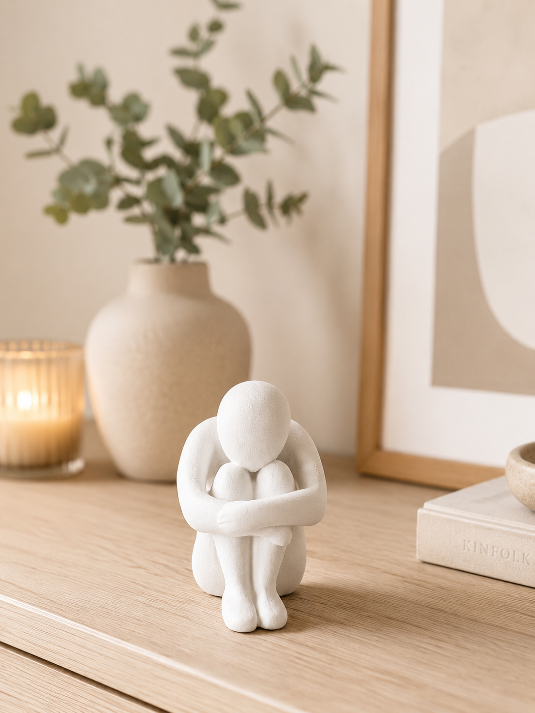 3D Printed Sitting Figure Decor, Unique Aesthetic Gift, Minimalist Abstract Human Sculpture