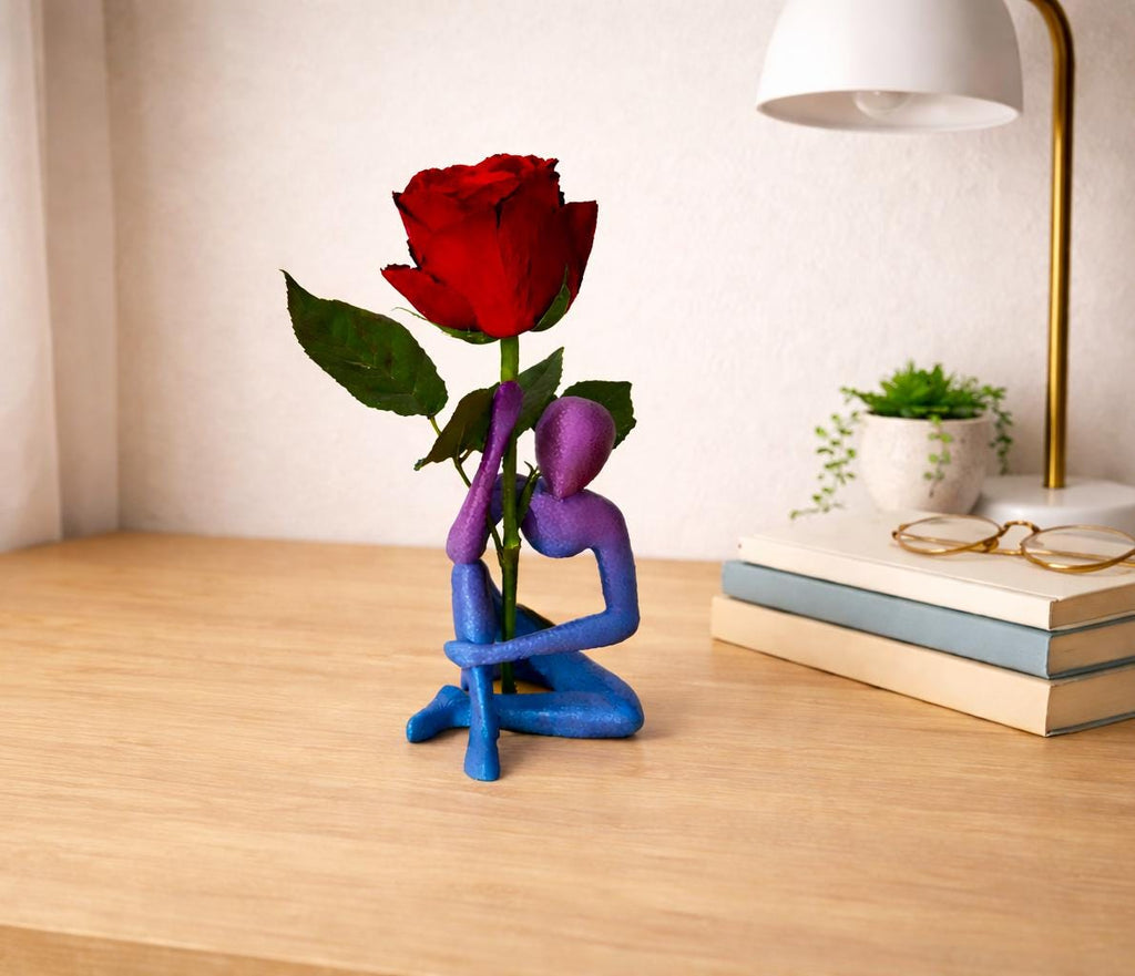 Minimalist Human Sculpture Vase, Abstract Figure Holding Flower, Modern Home Decor, 3D Printed Art