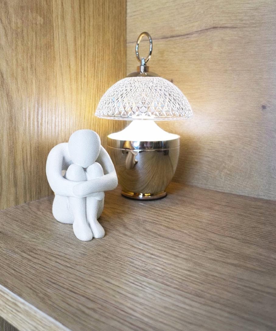 3D Printed Sitting Figure Decor, Unique Aesthetic Gift, Minimalist Abstract Human Sculpture