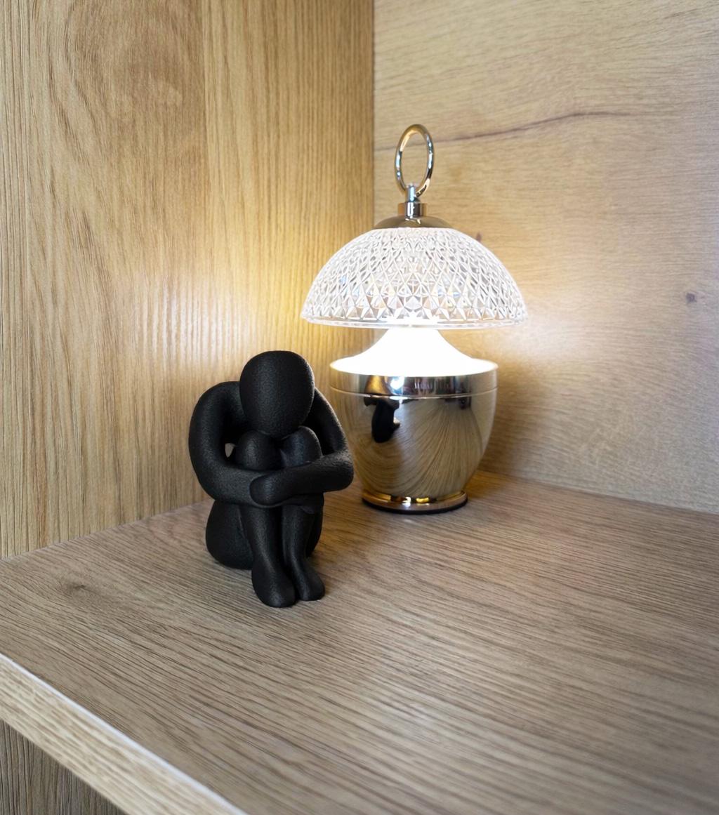 3D Printed Sitting Figure Decor, Unique Aesthetic Gift, Minimalist Abstract Human Sculpture