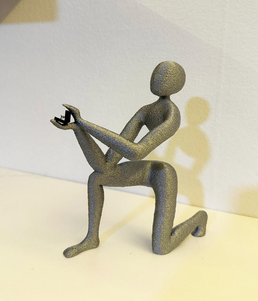 3D Printed Proposal Figurine Romantic Kneeling Sculpture Holding Ring Box Unique Engagement Gift Decor