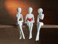 3D Printed Shelf Edge Figurine, Minimalist Sitting Figure with Heart, Romantic Sculpture Home Decor
