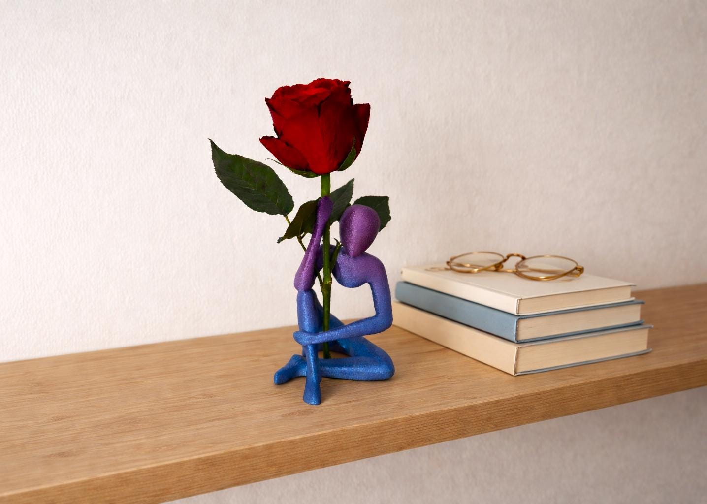 Minimalist Human Sculpture Vase, Abstract Figure Holding Flower, Modern Home Decor, 3D Printed Art