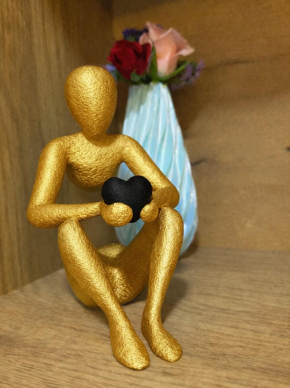 3D Printed Romantic Minimalist Sculpture, Human Sculpture Holding Heart, Mothers Day Gift, Modern Home Decor