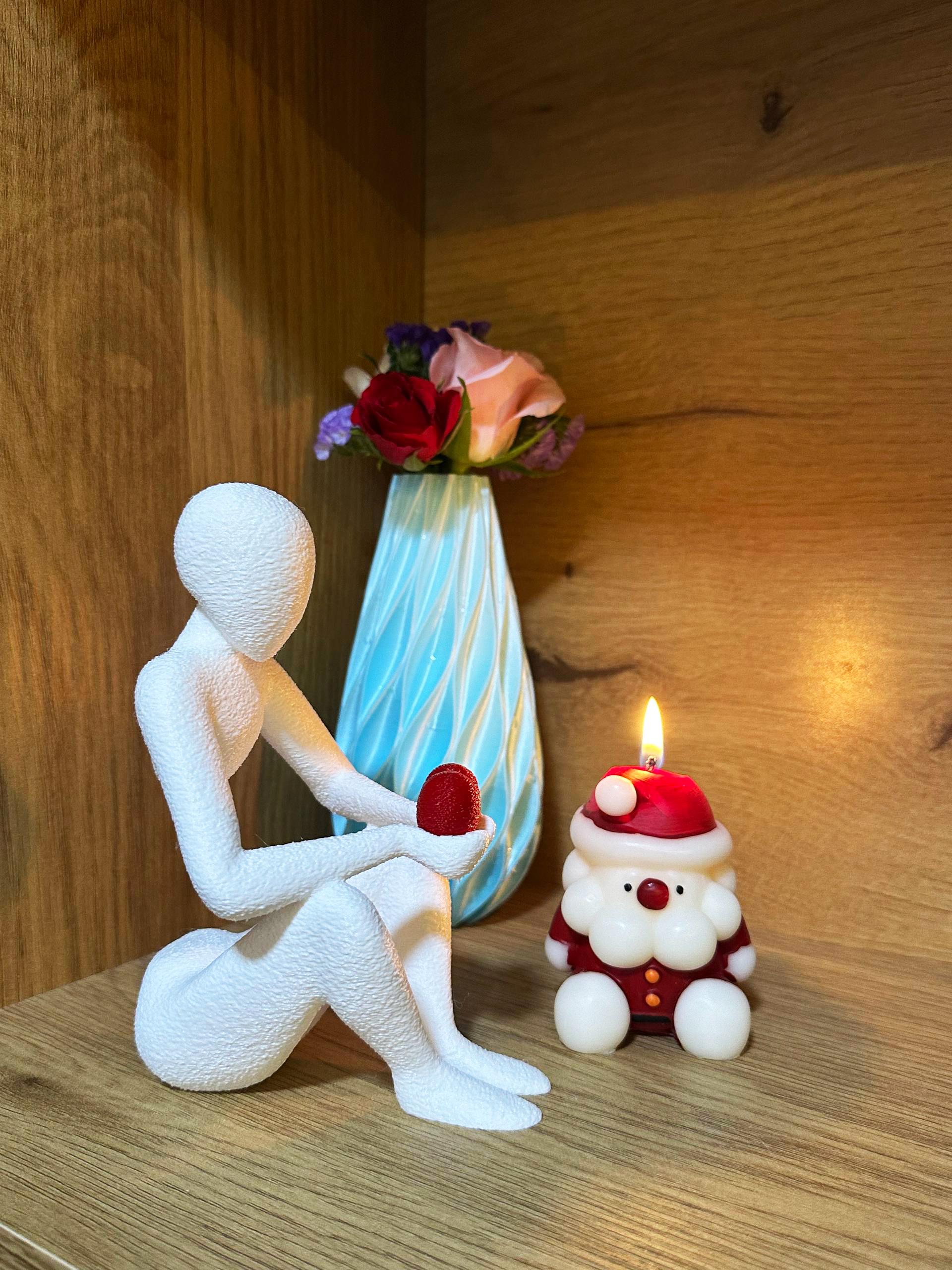 3D Printed Romantic Minimalist Sculpture, Human Sculpture Holding Heart, Mothers Day Gift, Modern Home Decor