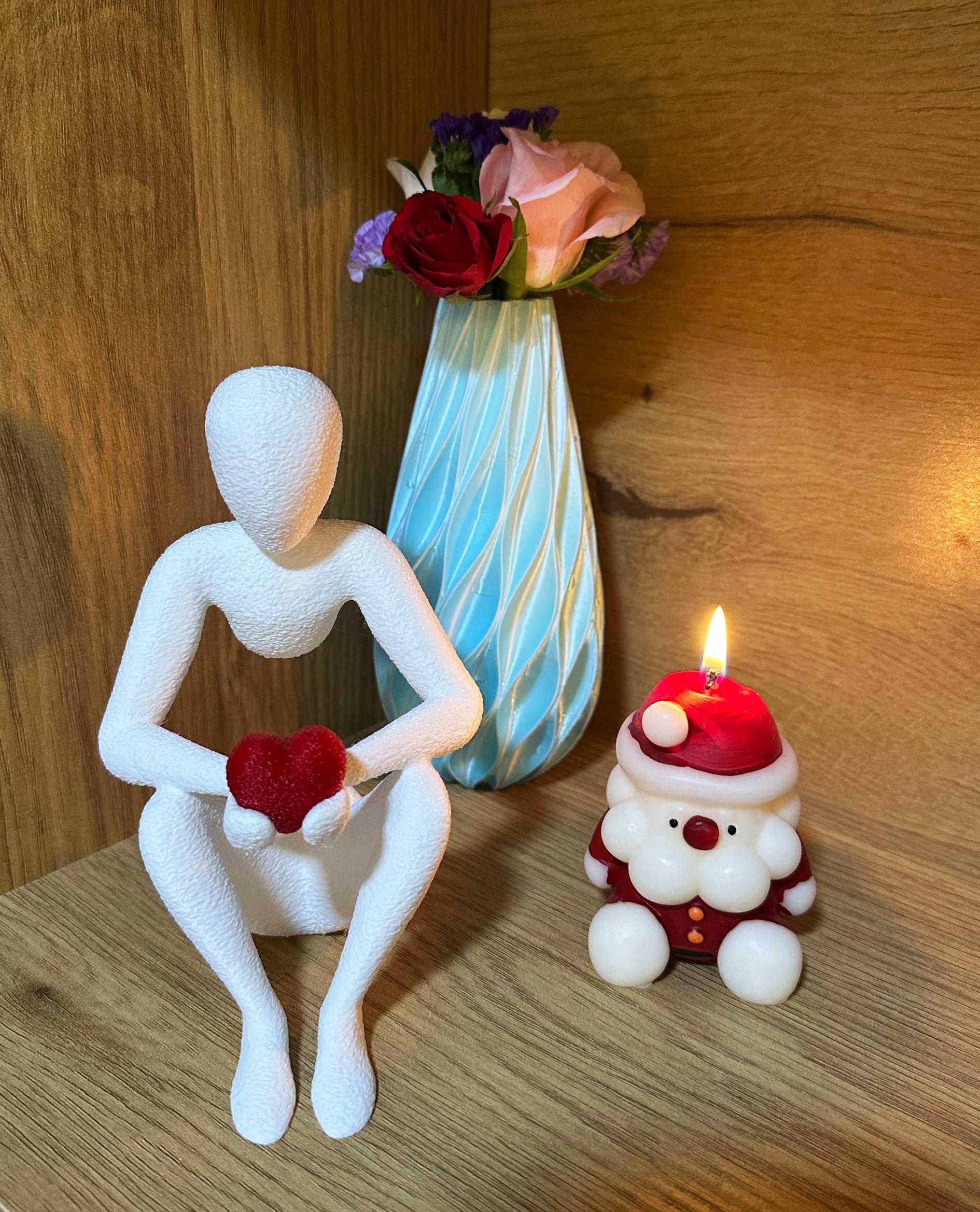 3D Printed Romantic Minimalist Sculpture, Human Sculpture Holding Heart, Mothers Day Gift, Modern Home Decor