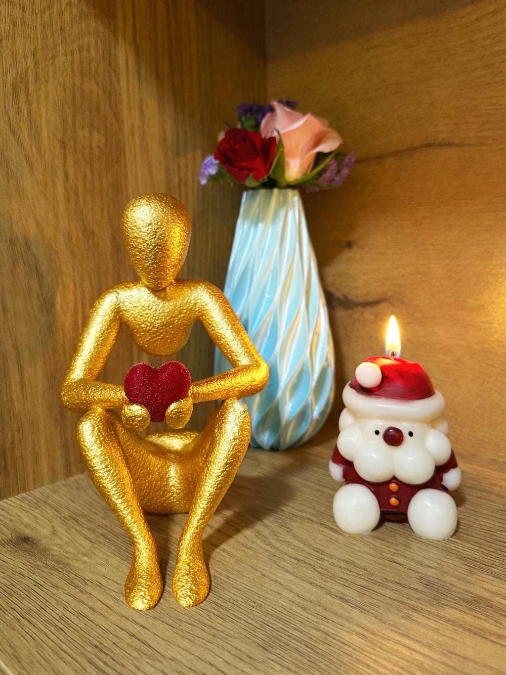 3D Printed Romantic Minimalist Sculpture, Human Sculpture Holding Heart, Mothers Day Gift, Modern Home Decor