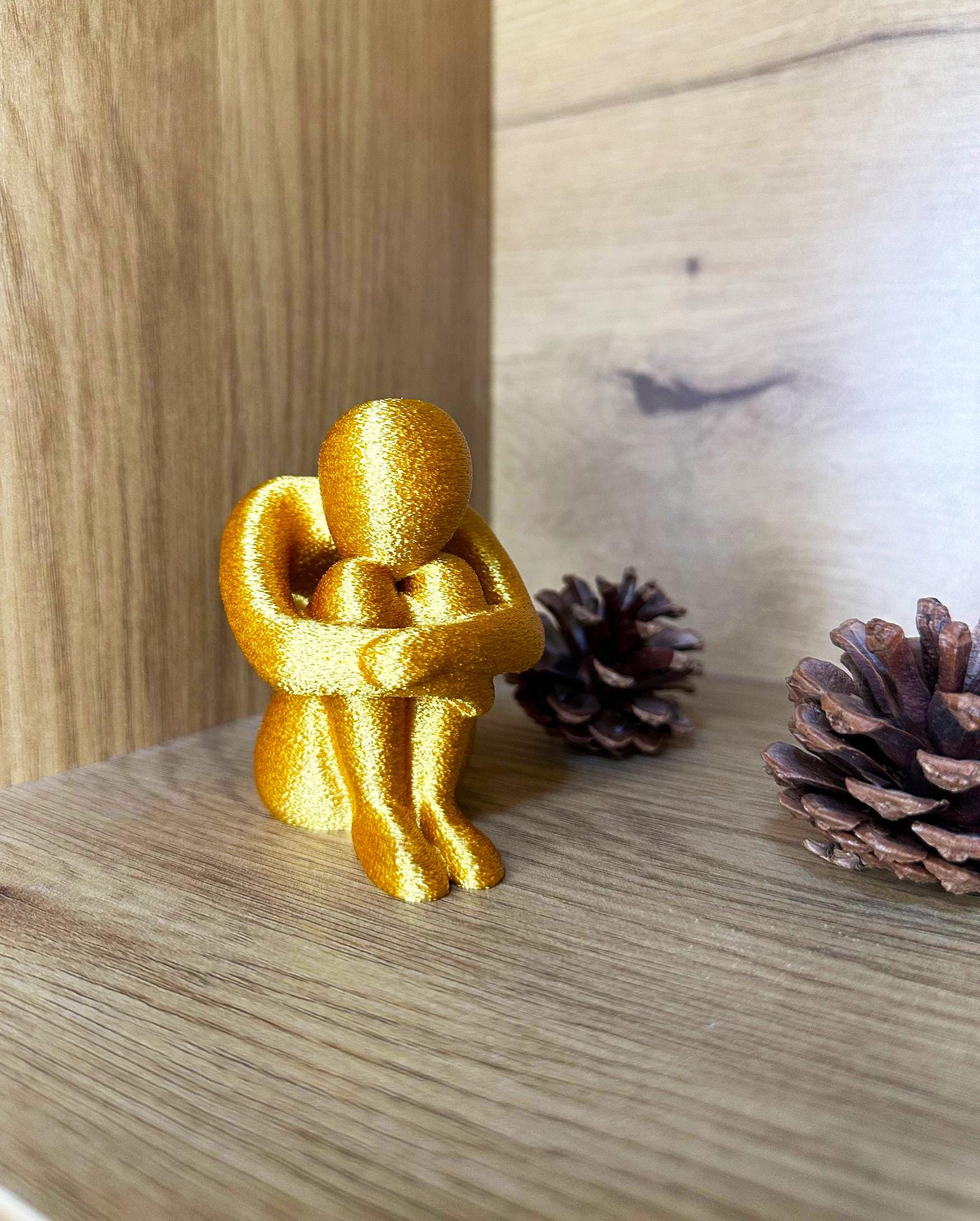 3D Printed Sitting Figure Decor, Unique Aesthetic Gift, Minimalist Abstract Human Sculpture