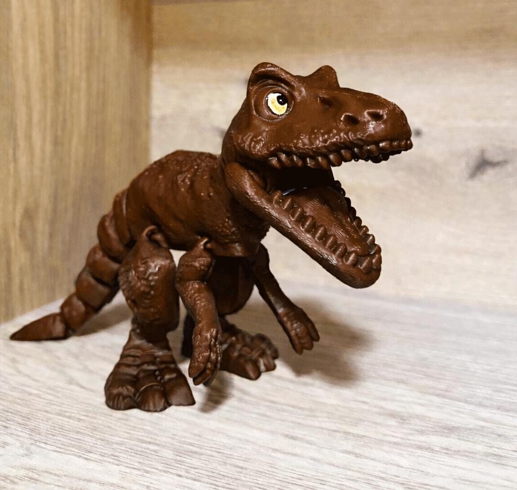 3D Printed Articulated Dinosaur Toy | Flexi T-Rex Fidget Toy | Moving Dino Figure | Desk Toy | Gift for Kids and Dino Lovers
