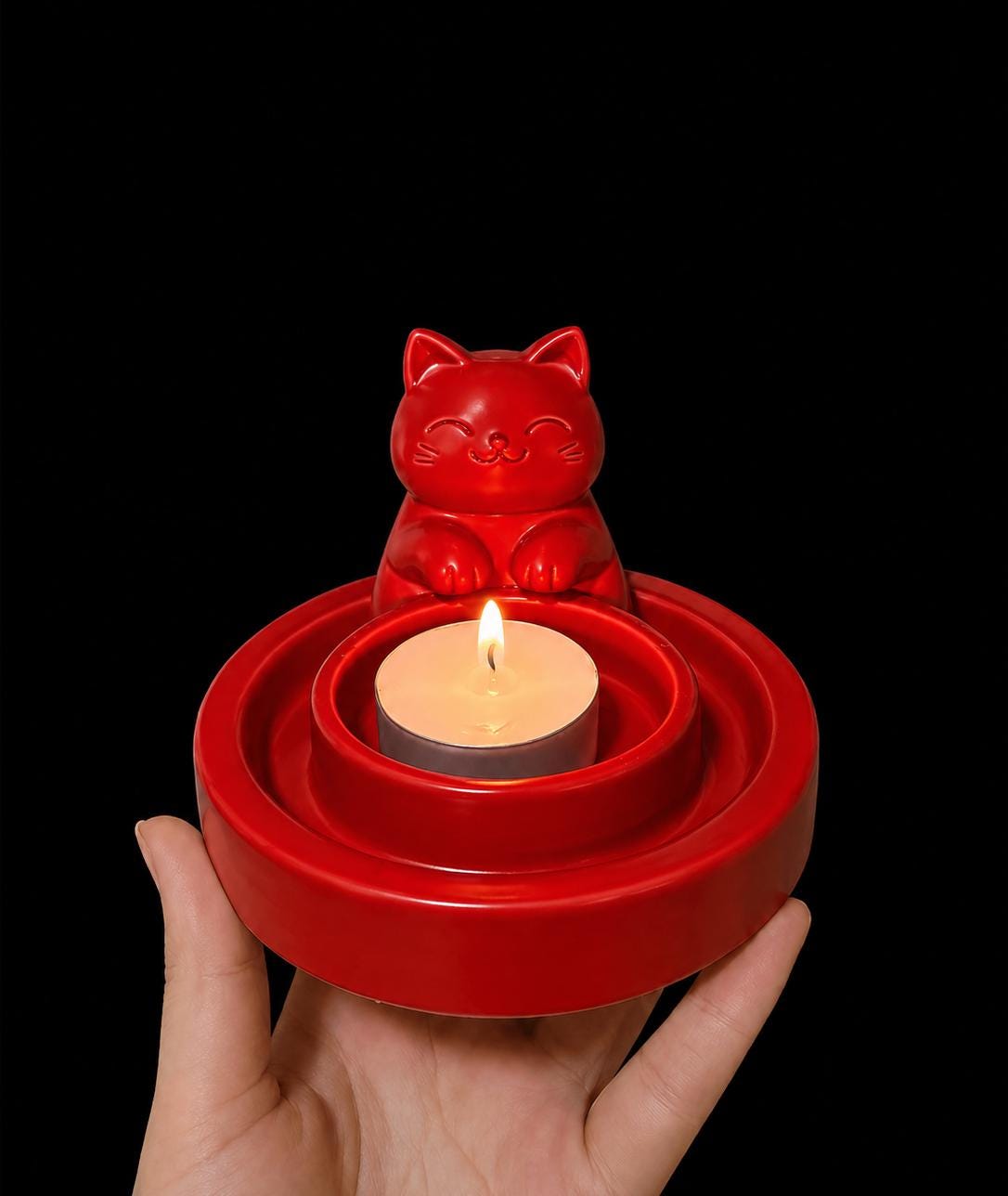 Cute Cat Candle Holder | 3D Printed Kawaii Tealight Holder | Minimal Desk Decor | Gift for Cat Lovers | Cozy Home Decor