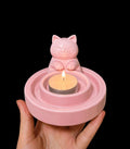 Cute Cat Candle Holder | 3D Printed Kawaii Tealight Holder | Minimal Desk Decor | Gift for Cat Lovers | Cozy Home Decor