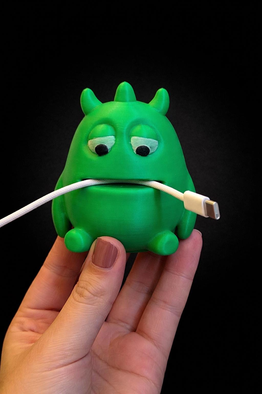 Cute Monster Cable Holder 3D Printed Desk Cable Organizer, Funny Cord Keeper, Gift for Gamers