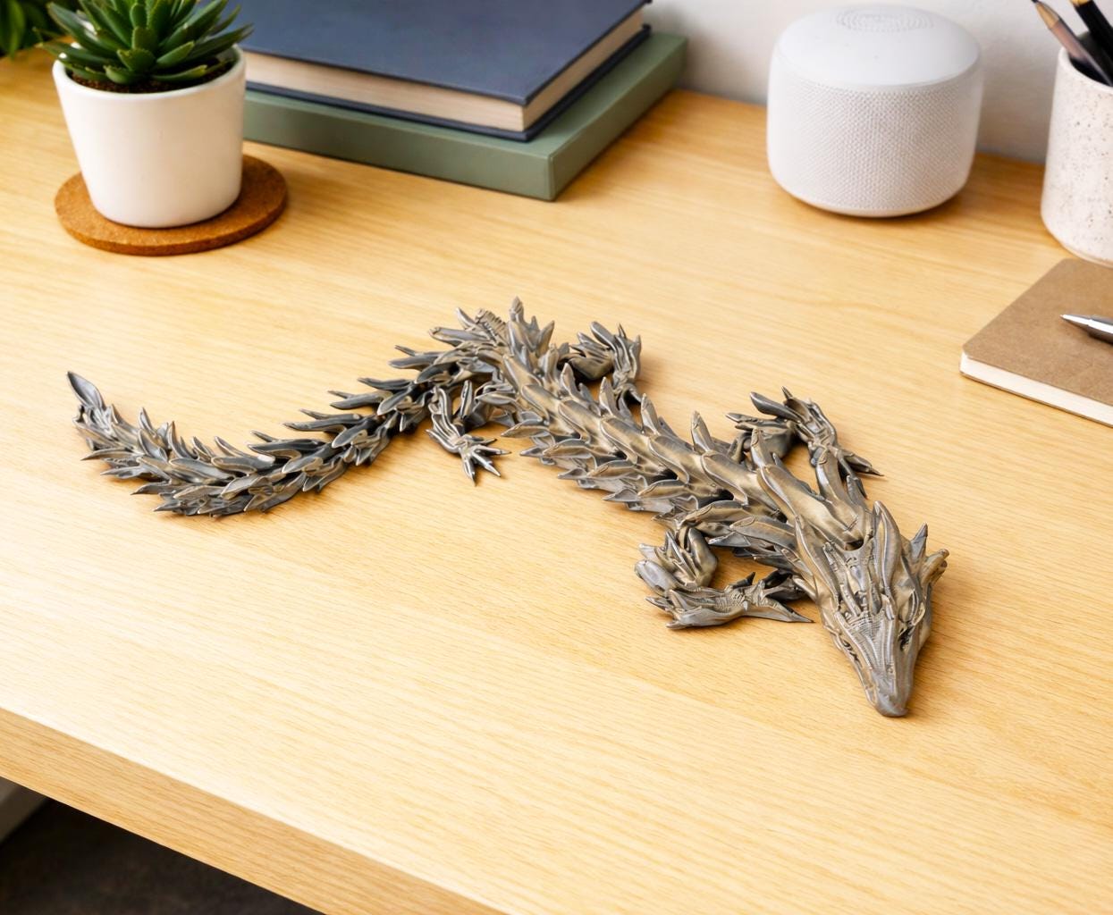 3D Printed Dragon, Flexible Toy, Fantasy Desk Decor, Fidget Water Dragon, Gift for Gamers