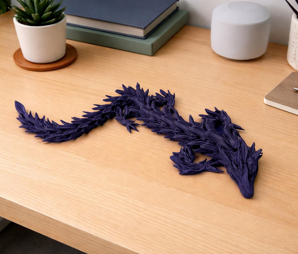 3D Printed Dragon, Flexible Toy, Fantasy Desk Decor, Fidget Water Dragon, Gift for Gamers