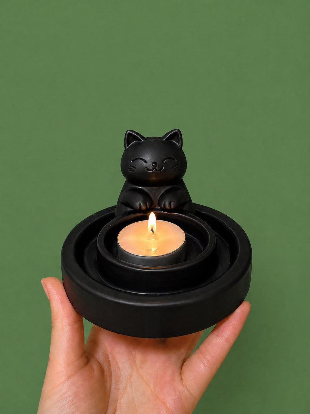 Cute Cat Candle Holder | 3D Printed Kawaii Tealight Holder | Minimal Desk Decor | Gift for Cat Lovers | Cozy Home Decor