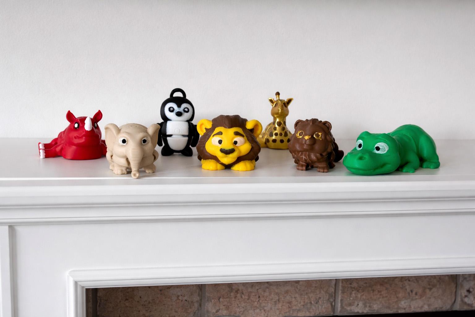 3D Printed Articulated Animals, Flexible Fidget Toys, Desk Decor, Keychain Option