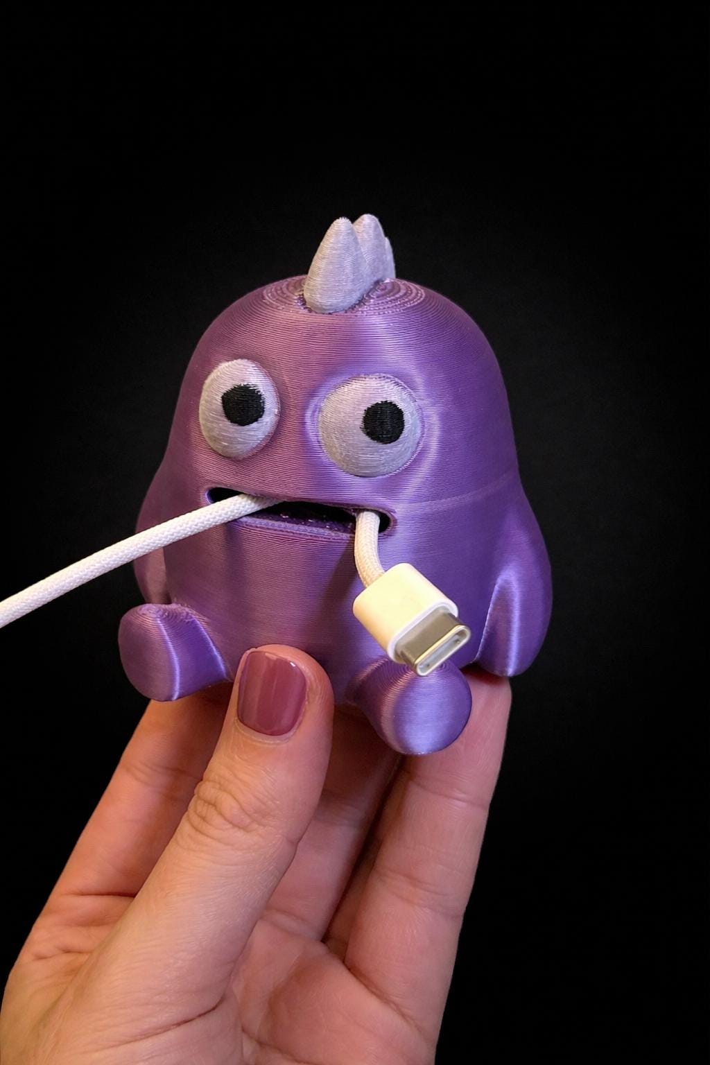 Cute Monster Cable Holder 3D Printed Desk Cable Organizer, Funny Cord Keeper, Gift for Gamers