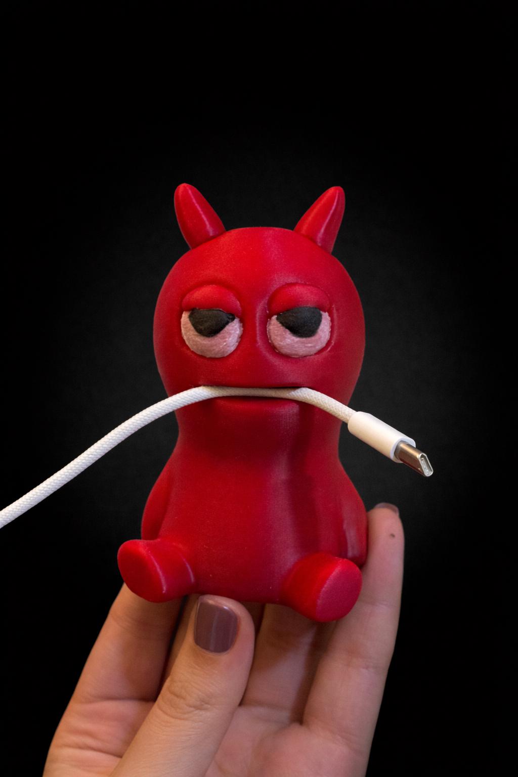 Cute Monster Cable Holder 3D Printed Desk Cable Organizer, Funny Cord Keeper, Gift for Gamers