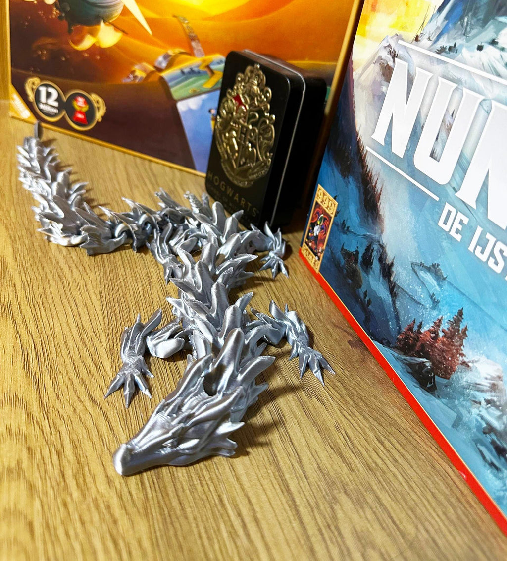 3D Printed Dragon, Flexible Toy, Fantasy Desk Decor, Fidget Water Dragon, Gift for Gamers
