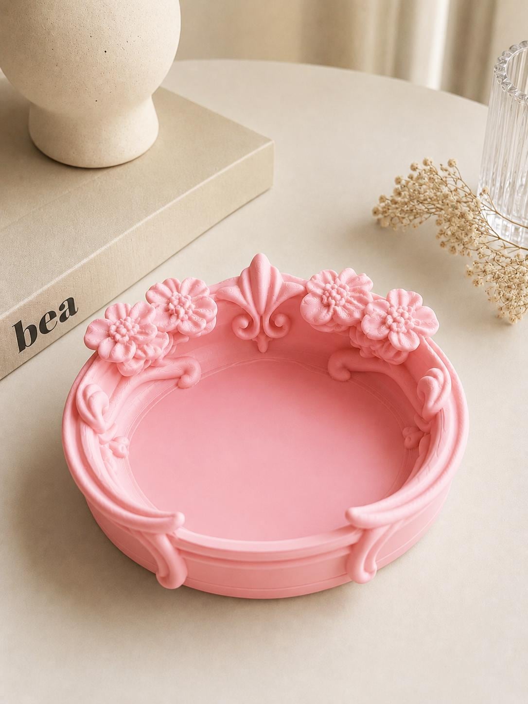 3D Printed Floral Trinket Tray for Rings and Earrings, Coquette Jewelry Holder