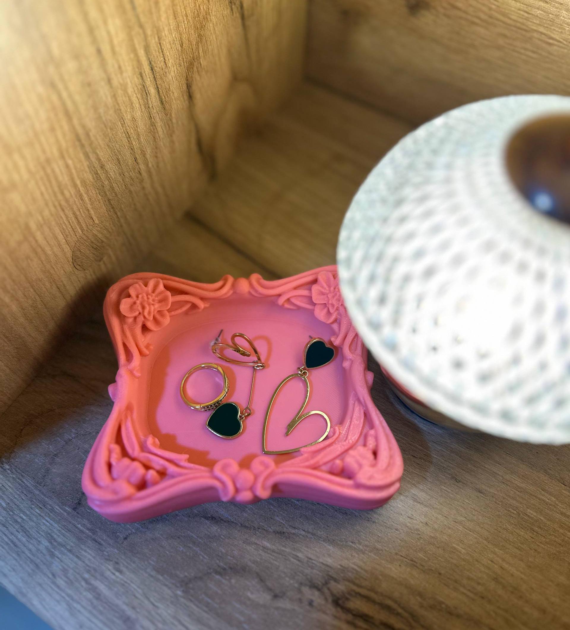 3D Printed Trinket Dish, Coquette Jewelry Tray, Cute Ring Holder
