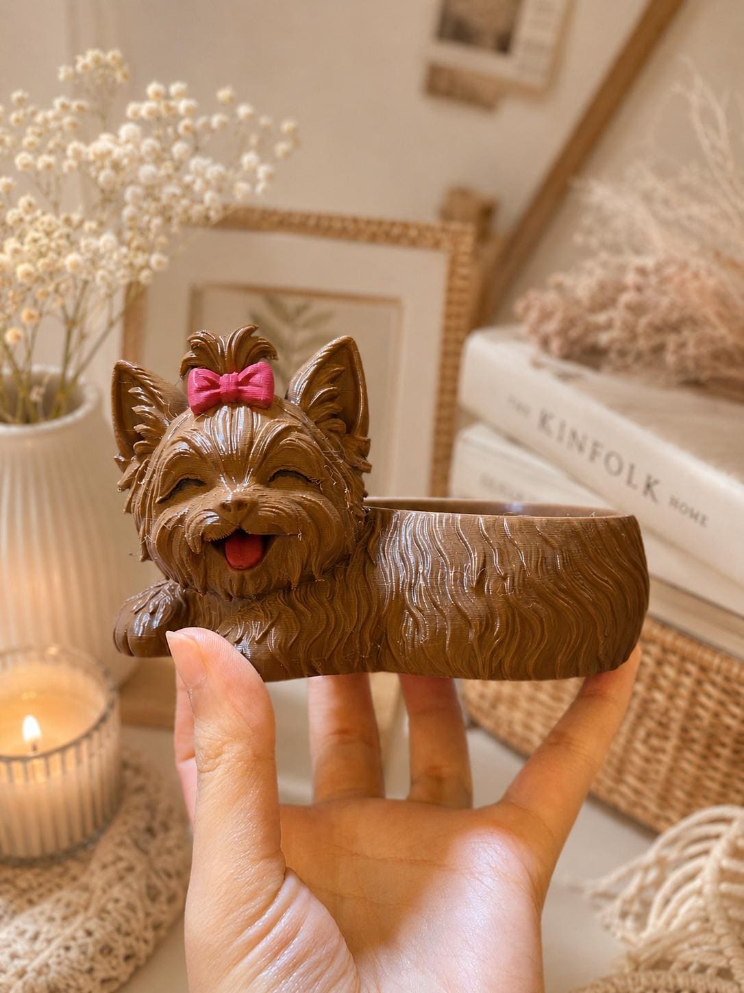3D Printed Puppy Pot, Yorkshire Terrier Dog Planter, Kawaii Desk Decor, Small Succulent Planter, Dog Lover Gift