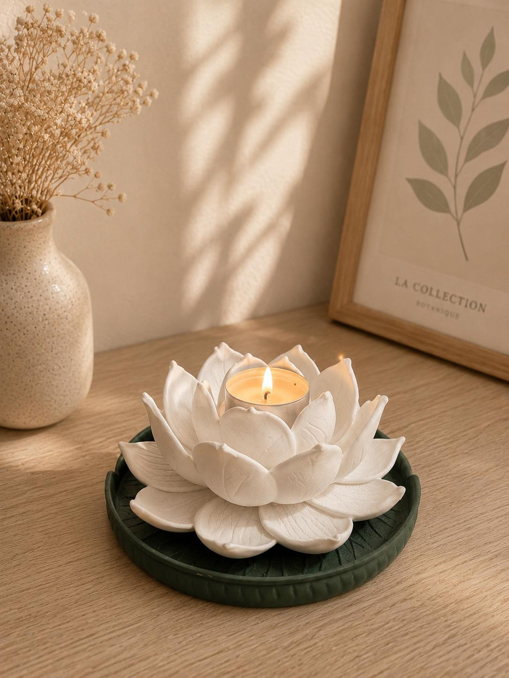 Lotus Flower Candle Holder - 3D Printed Tea Light Holder for Calm Cozy Home Decor