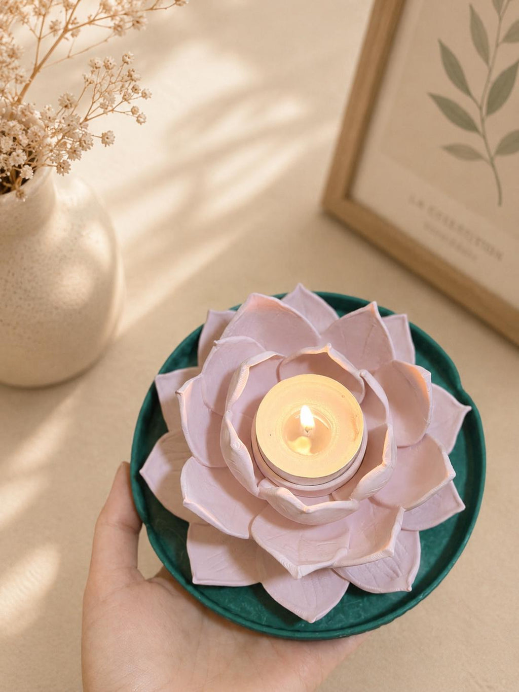 Lotus Flower Candle Holder - 3D Printed Tea Light Holder for Calm Cozy Home Decor